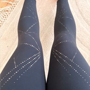 Athleta Black Leggings with See-through Dots
